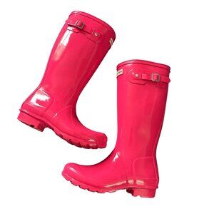 Hunter Tall Boots The Original Gloss Wellington Rain Boot Pink 36 6
